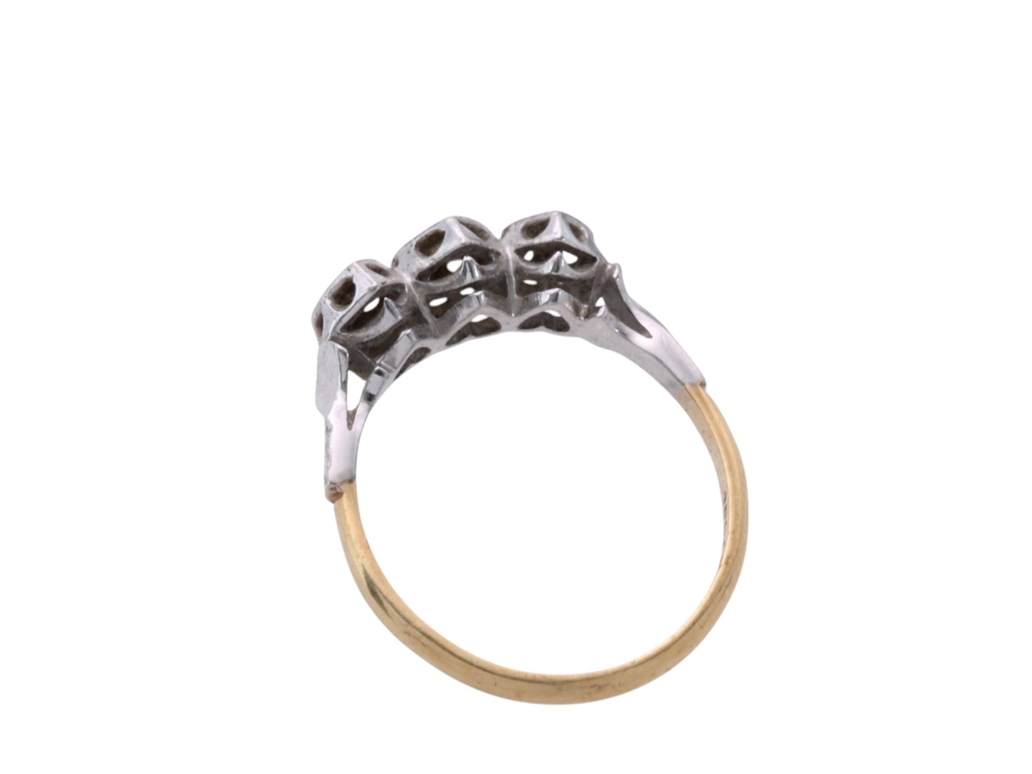 Art Deco 18ct Gold & Platinum Diamond Triple Heart Ring | c.1920 — view 9