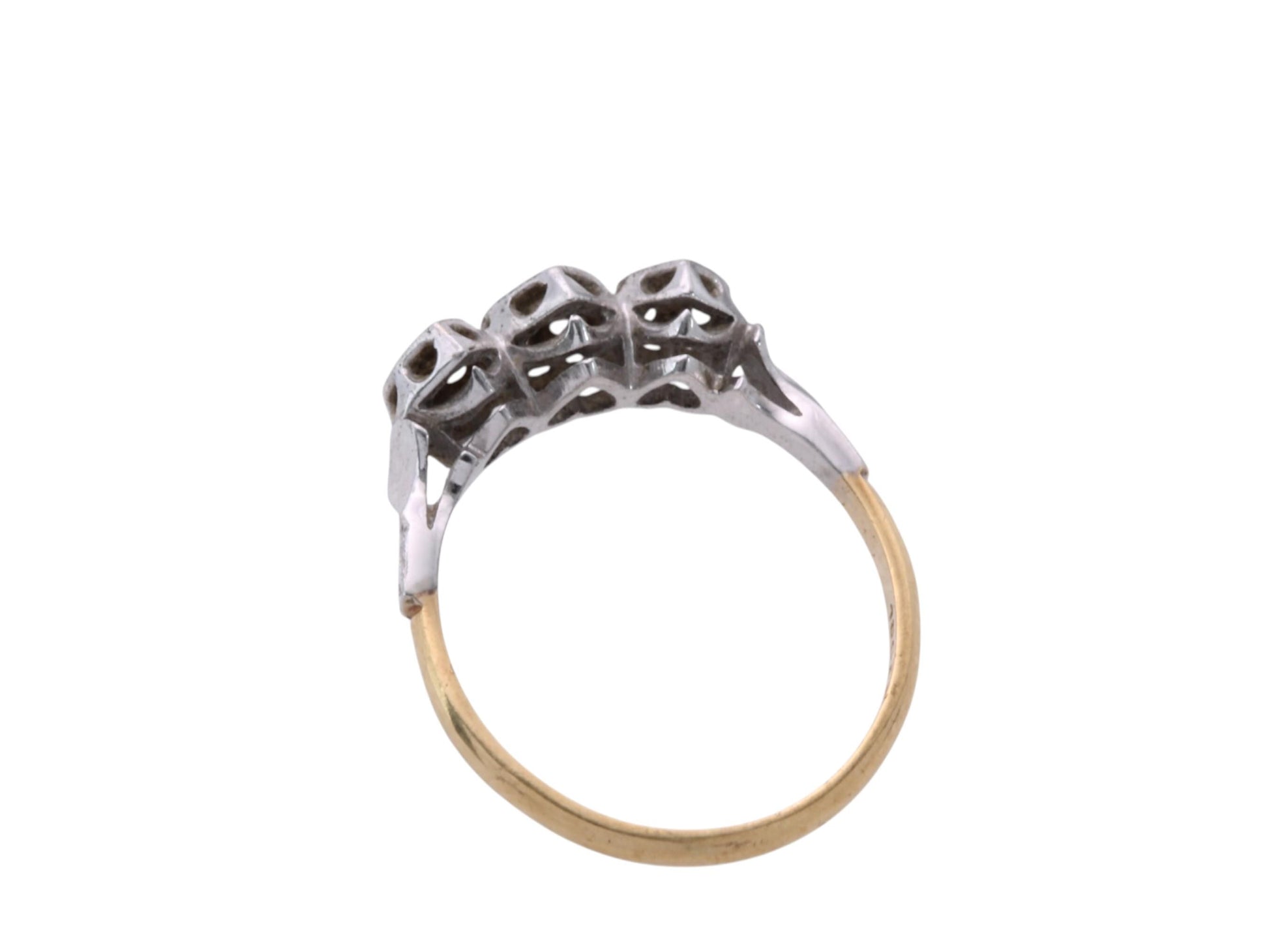 Art Deco 18ct Gold & Platinum Diamond Triple Heart Ring | c.1920 — view 9