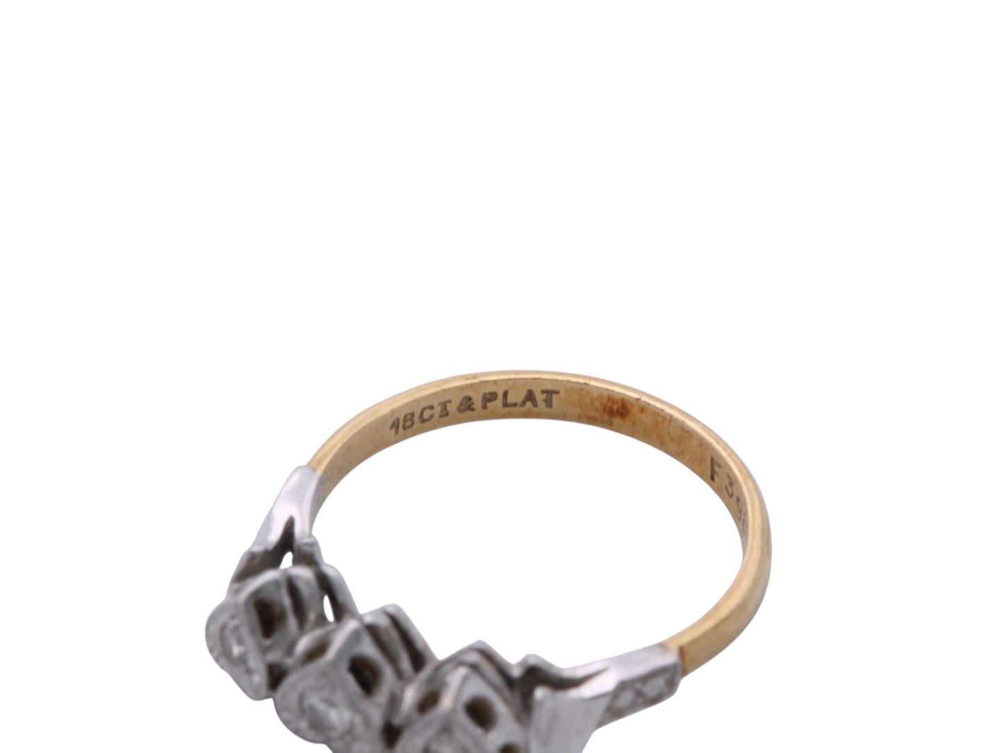 Art Deco 18ct Gold & Platinum Diamond Triple Heart Ring | c.1920 — view 11