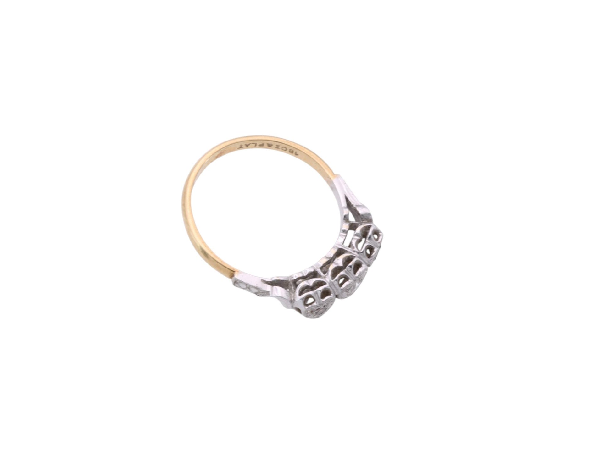 Art Deco 18ct Gold & Platinum Diamond Triple Heart Ring | c.1920 — view 17