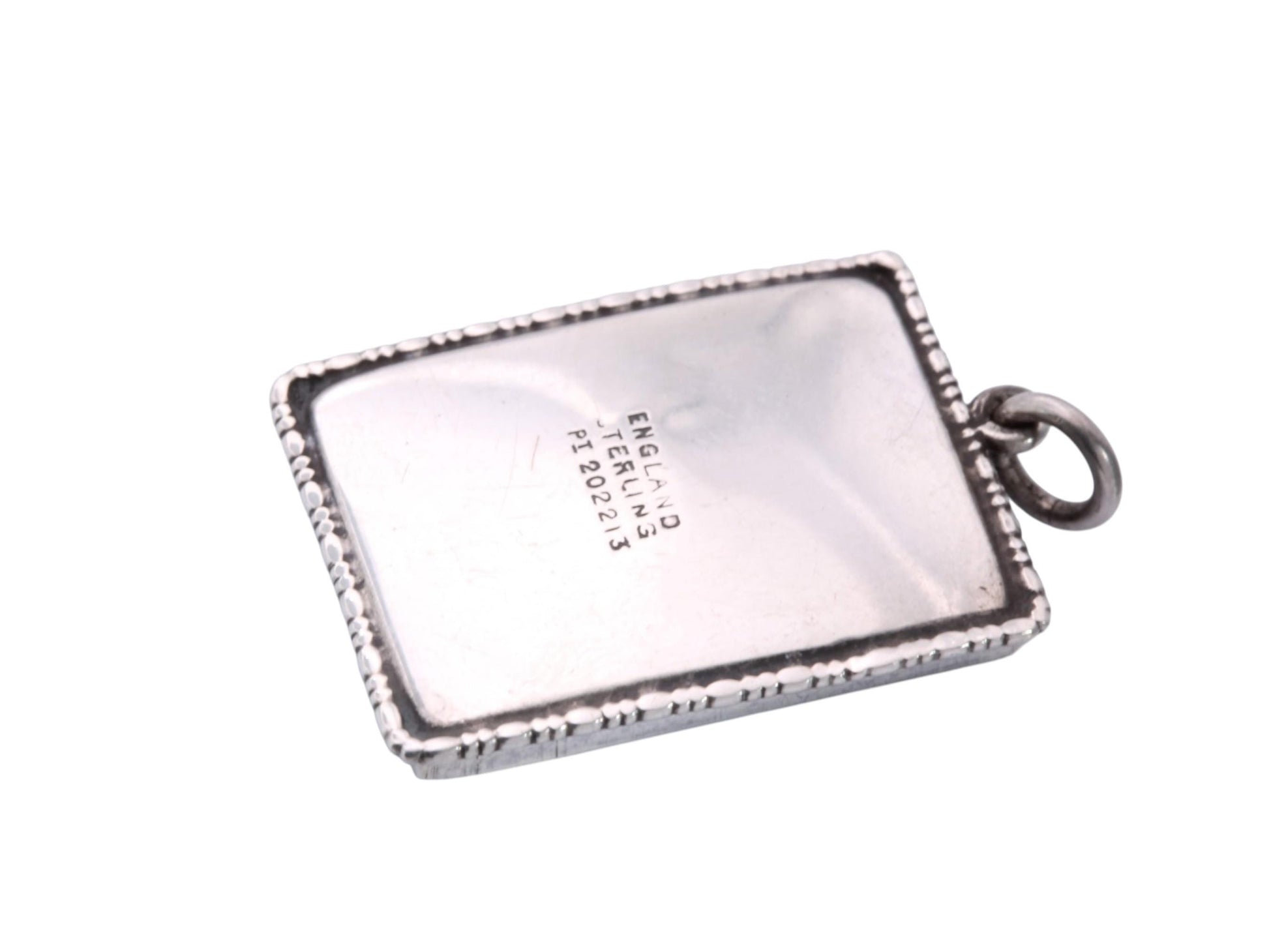 Art Deco Sterling Silver Butterfly Wing Pendant | Lady by Water Scene | c.1930 — view 11