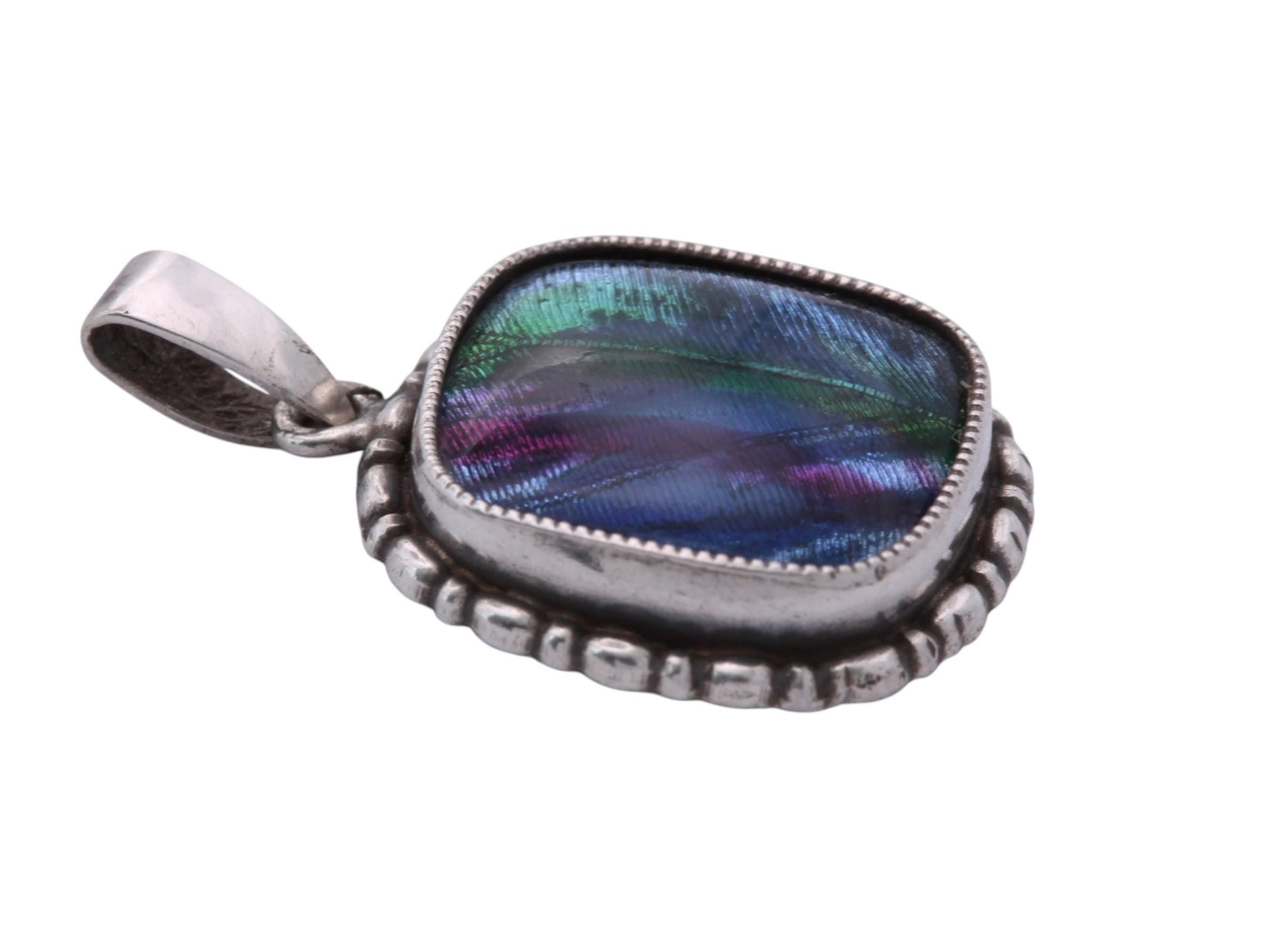 Art Deco Sterling Silver Butterfly Wing Pendant | Morpho Wing | c.1930 — view 6