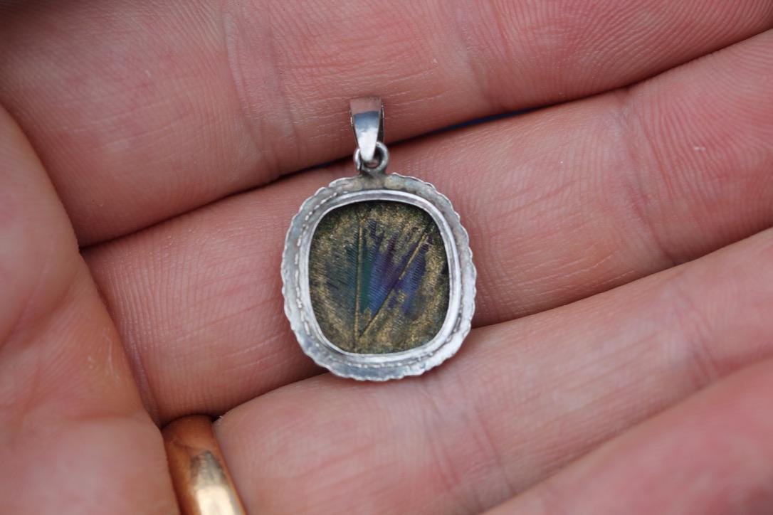 Art Deco Sterling Silver Butterfly Wing Pendant | Morpho Wing | c.1930 — view 8