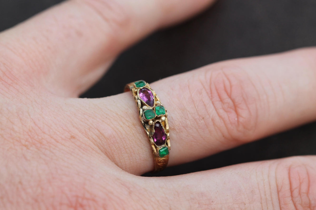 Birmingham 1868 hallmarks inside antique 15ct gold ring
