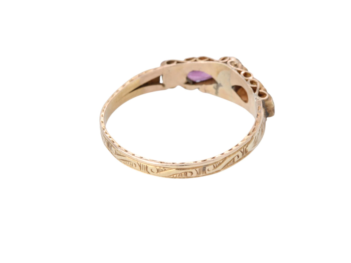 Antique Victorian 15ct Gold Garnet & Emerald Ring 1868 — view 9