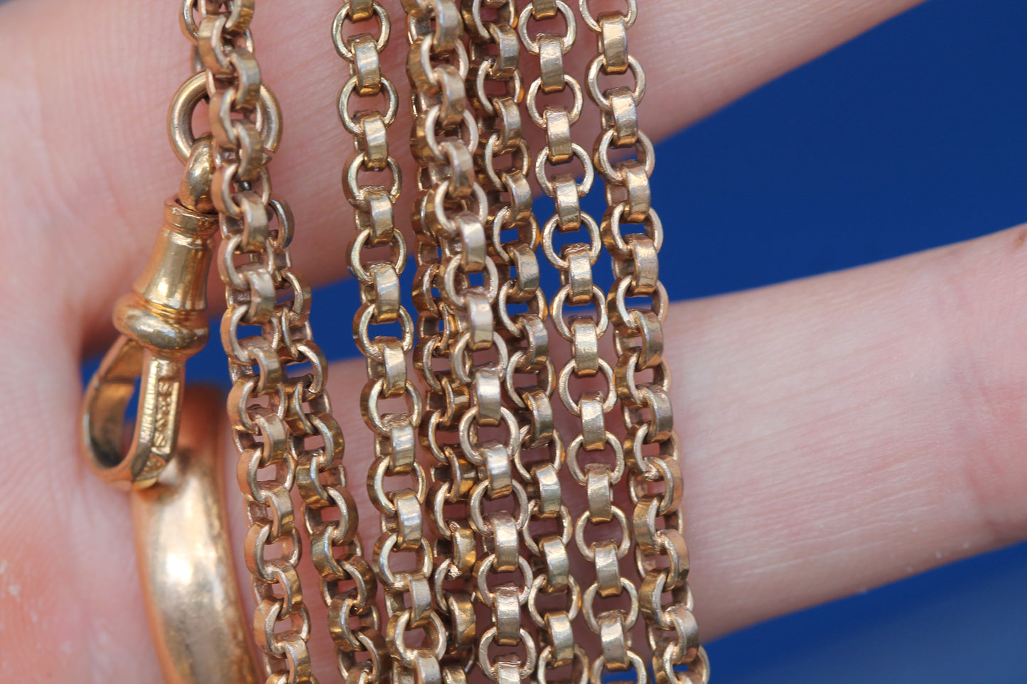 Antique Victorian 9ct Rolled Gold Long Guard Chain | 52.5" — view 7