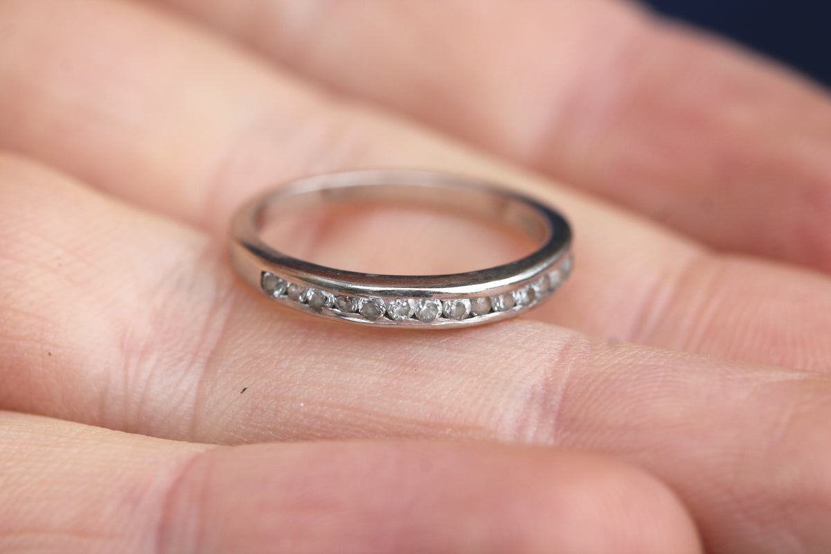Vintage 18ct White Gold Diamond Half Eternity Ring | 14 Diamonds — view 10