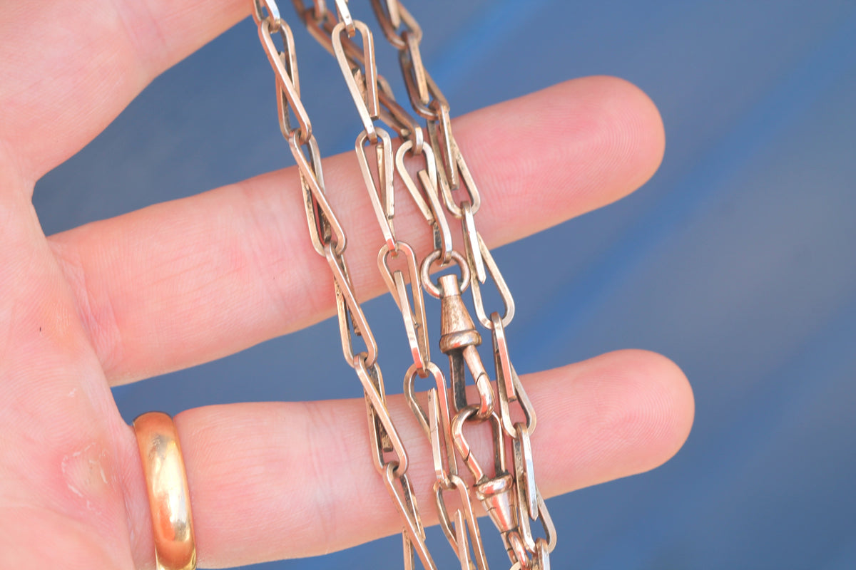 Antique Victorian 9ct Rolled Gold Open Link Long Chain Necklace c.1890 | 25" — view 5