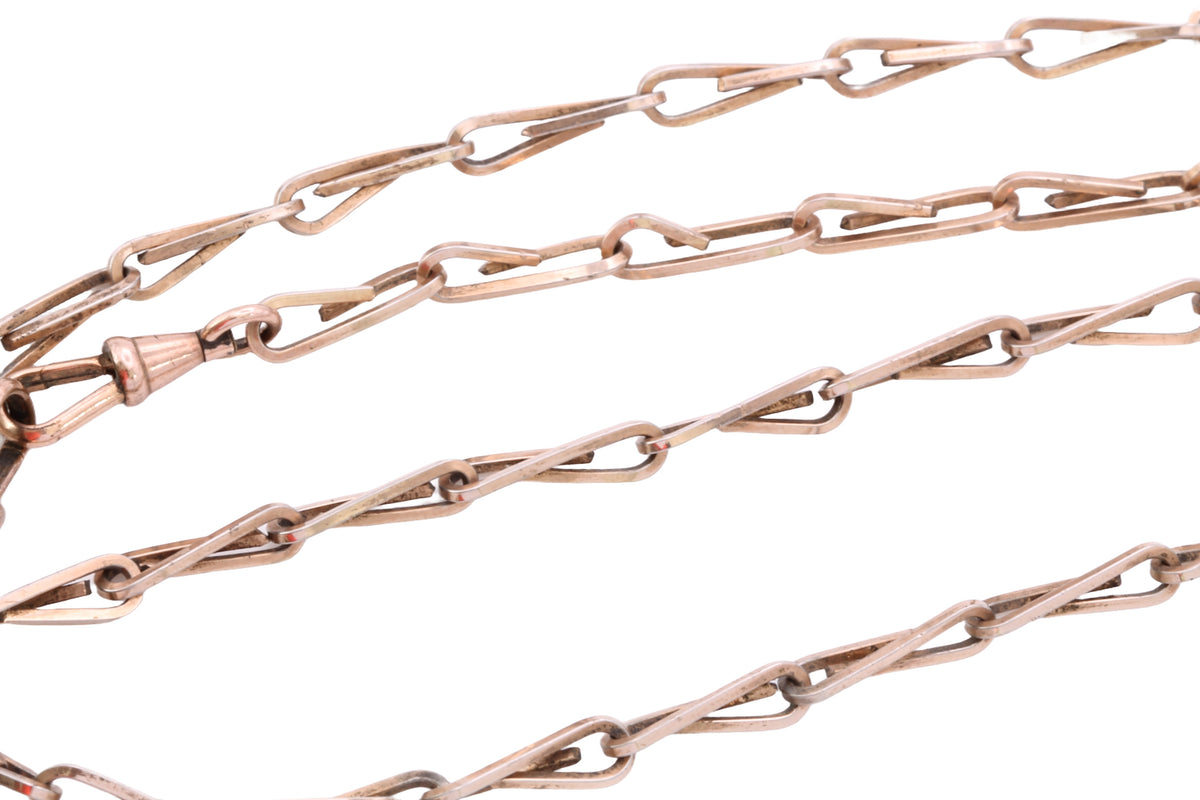 Antique Victorian 9ct Rolled Gold Open Link Long Chain Necklace c.1890 | 25" — view 8