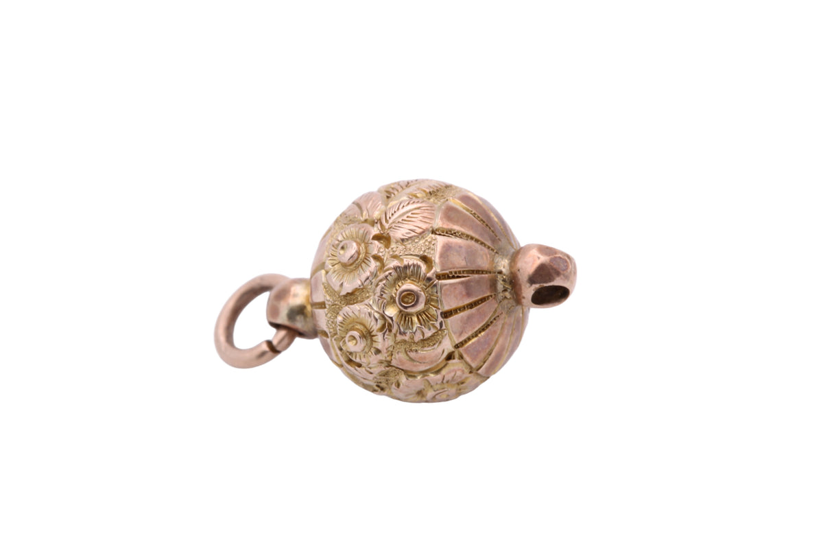 Antique Victorian 9ct Gold Albertina Floral Ball Pendant c.1880 — view 9