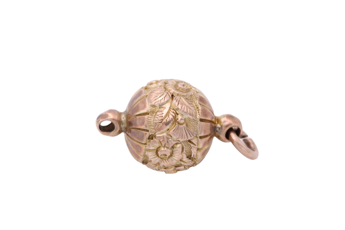 Antique Victorian 9ct Gold Albertina Floral Ball Pendant c.1880 — view 10