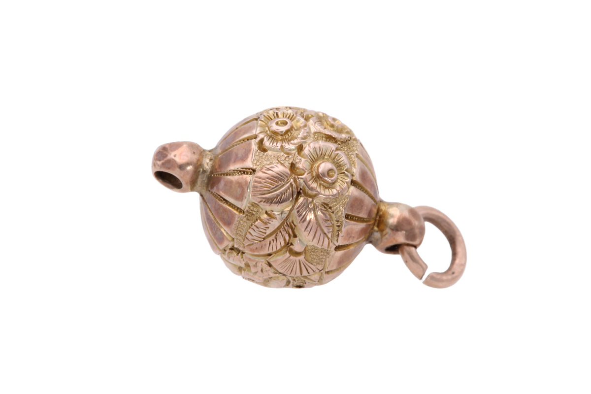 Antique Victorian 9ct Gold Albertina Floral Ball Pendant c.1880 — view 11