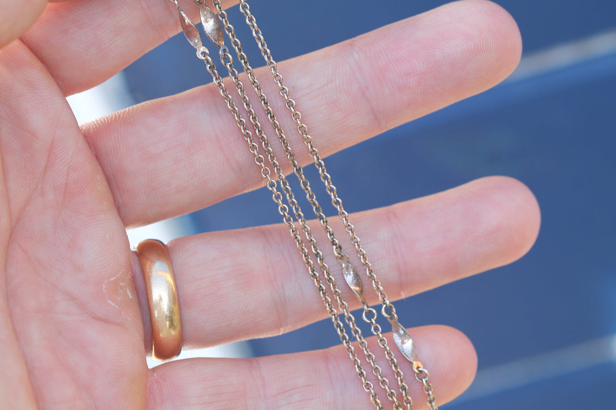 Antique c.1900 9ct Rolled Gold Swirl Link Necklace | 18.5" — view 4