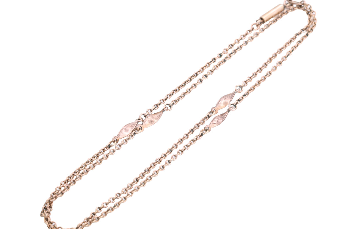 Antique c.1900 9ct Rolled Gold Swirl Link Necklace | 18.5" — view 8