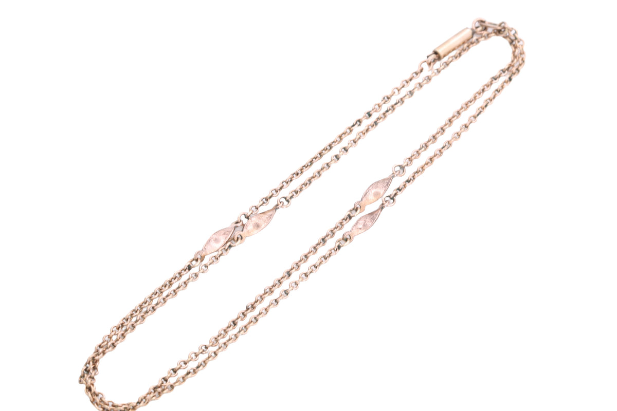 Antique c.1900 9ct Rolled Gold Swirl Link Necklace | 18.5" — view 10