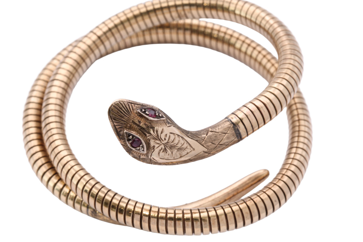 Hallmarks and maker's mark S&P to 9ct gold snake bangle