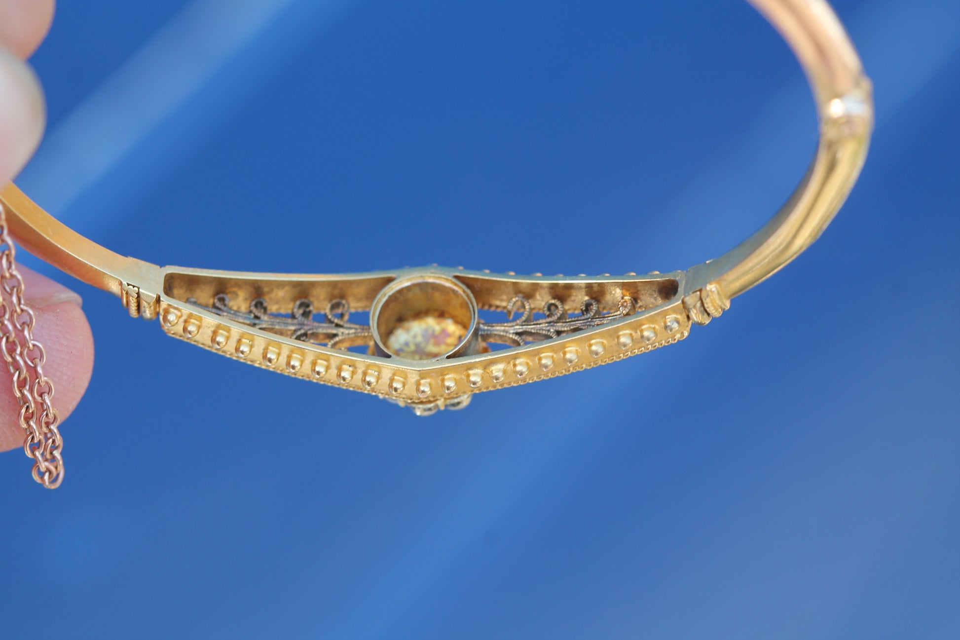 Antique Edwardian 15ct Gold Pearl Cluster Bangle | Original Box c.1905 — view 18