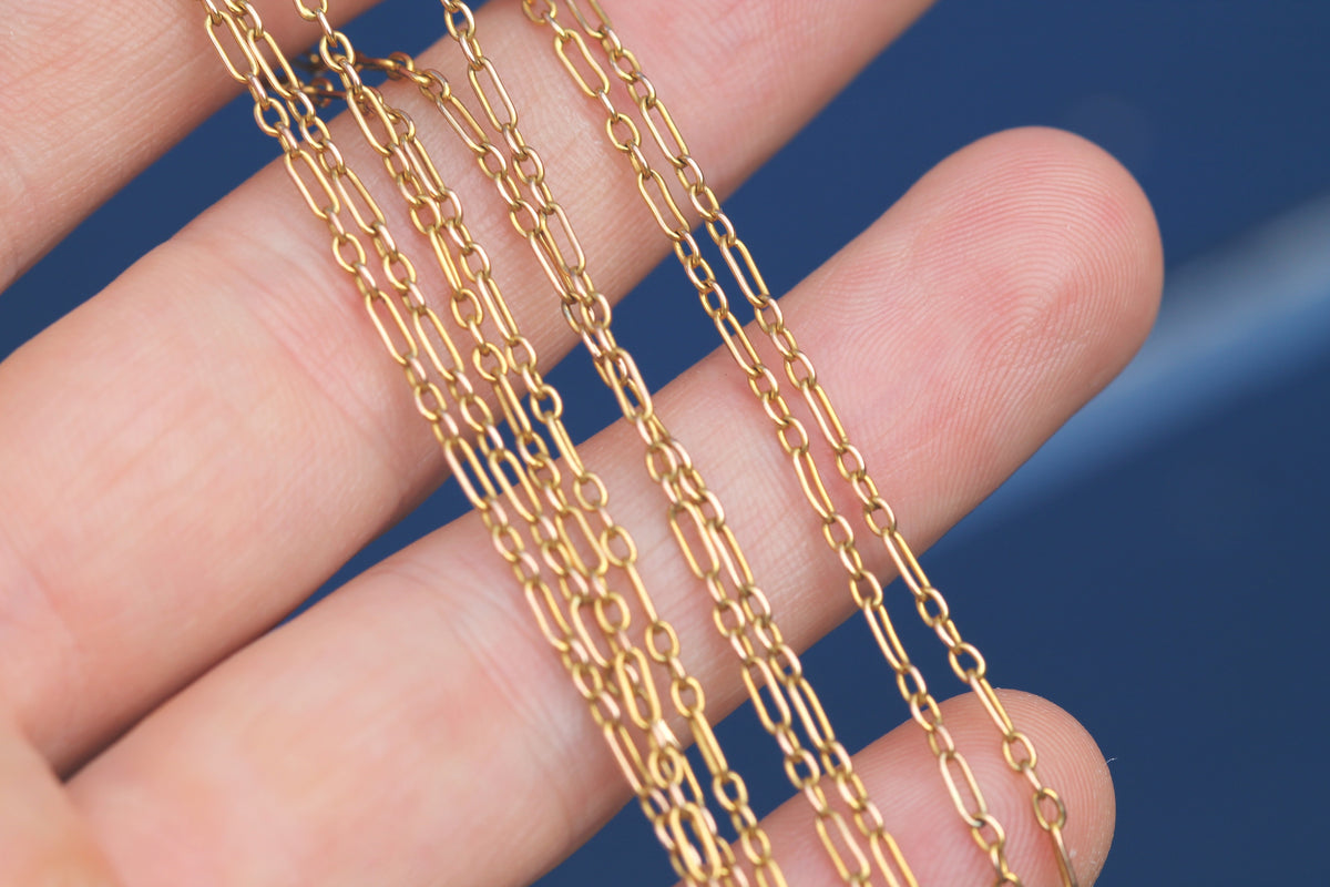 Antique 9ct Yellow Gold Trombone Link Long Guard Chain c.1900 | 35" — view 7
