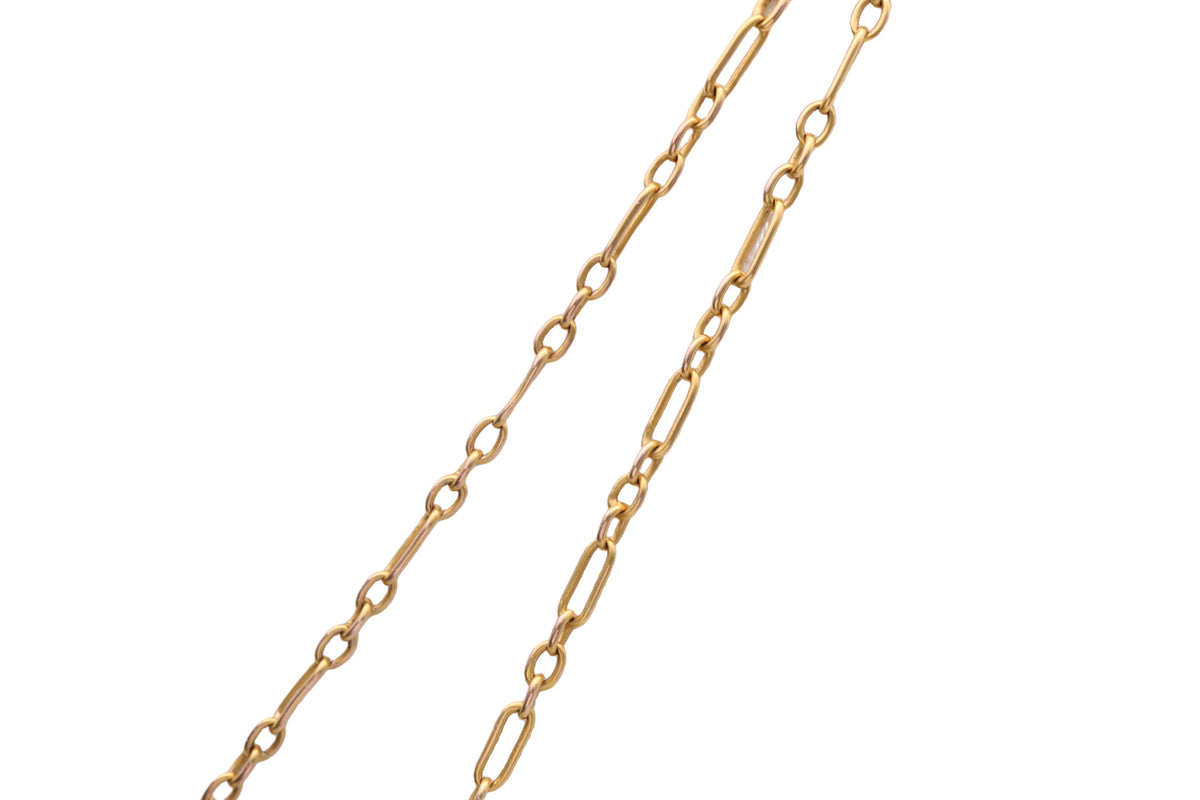 Antique 9ct Yellow Gold Trombone Link Long Guard Chain c.1900 | 35" — view 12