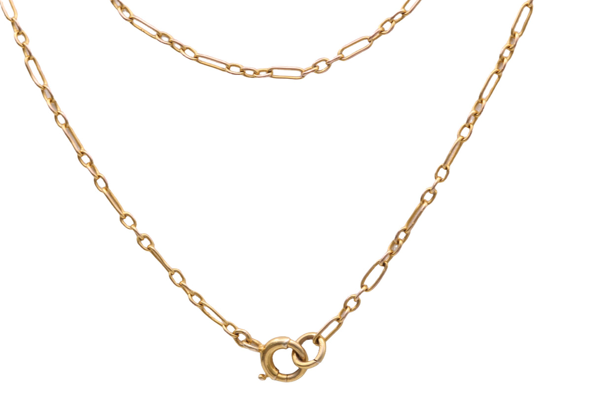 Antique 9ct Yellow Gold Trombone Link Long Guard Chain c.1900 | 35" — view 13