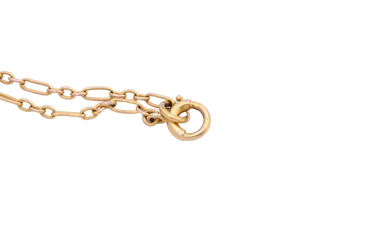 Antique 9ct Yellow Gold Trombone Link Long Guard Chain c.1900 | 35" — view 14