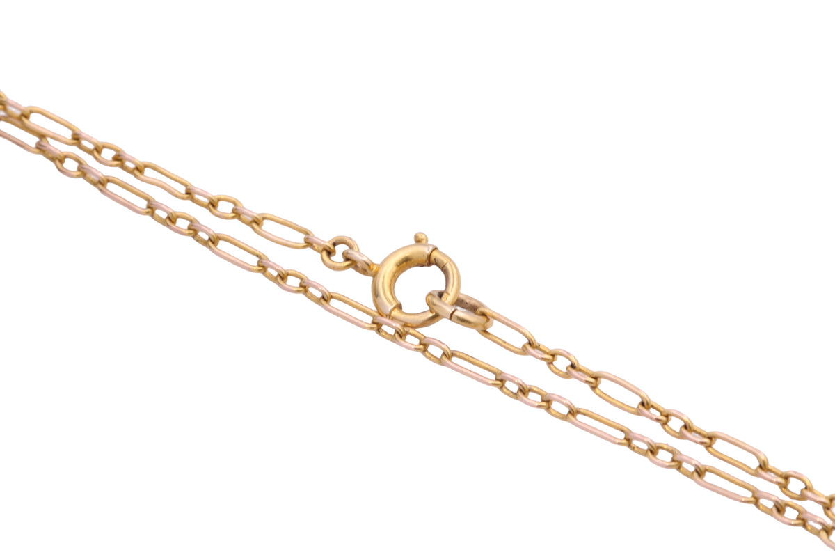 Antique 9ct Yellow Gold Trombone Link Long Guard Chain c.1900 | 35" — view 4