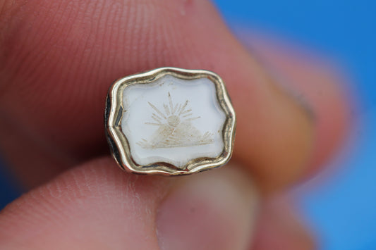 Antique Victorian 9ct gold cased chalcedony seal with rising sun intaglio