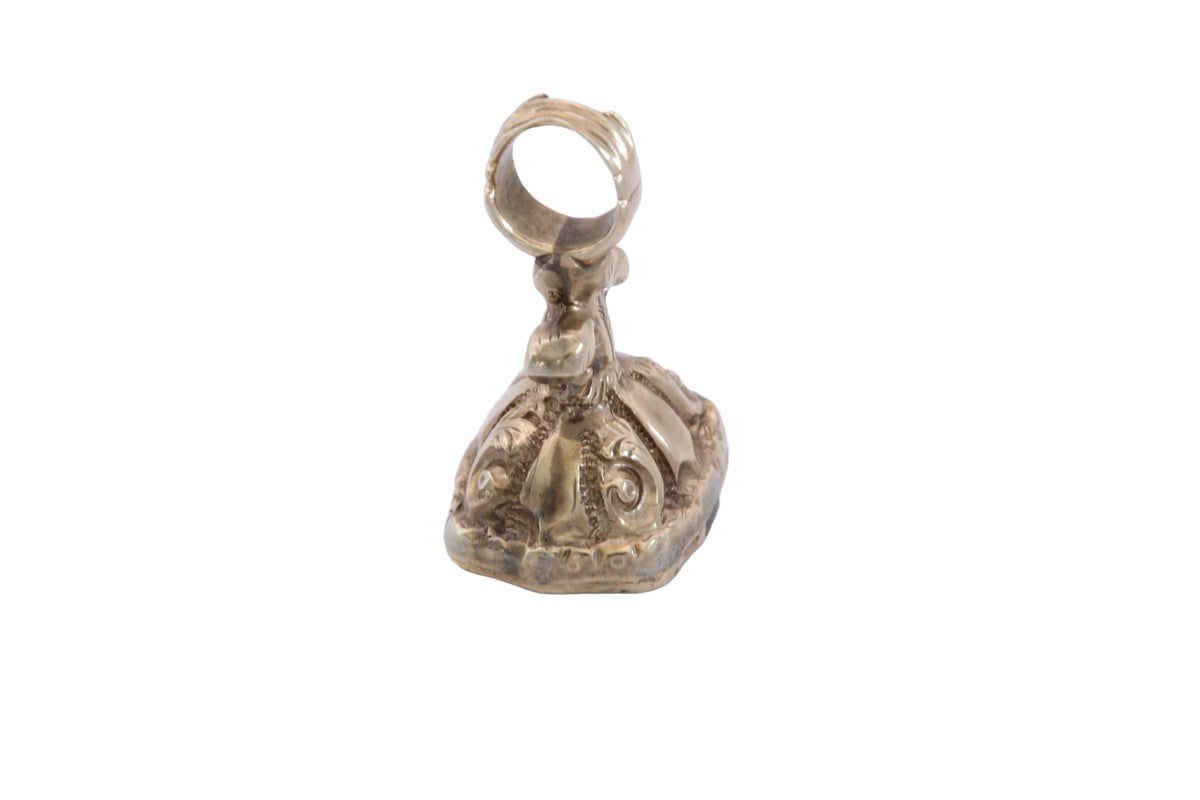 Antique Victorian 9ct Gold Cased Chalcedony “I Will Return” Seal Pendant c.1880 — view 4
