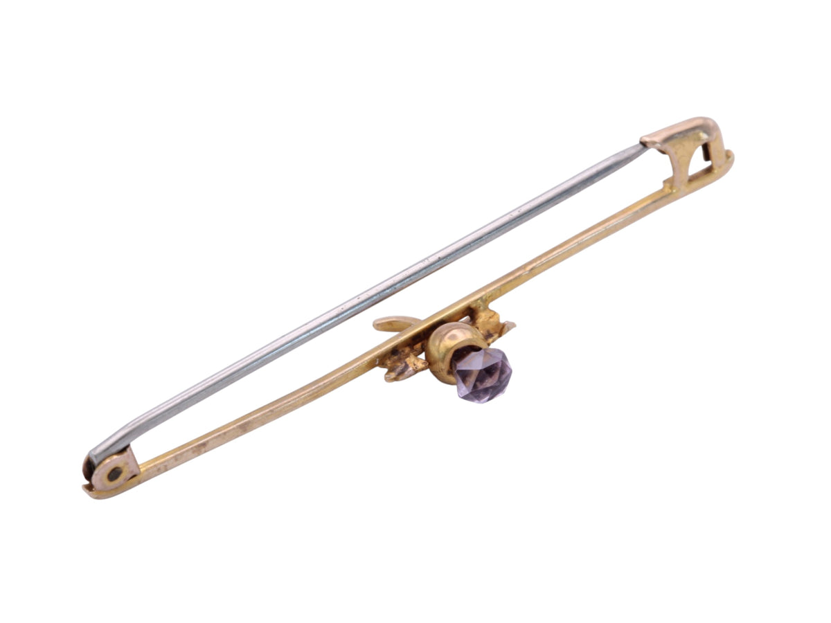 Antique 9ct Gold & Amethyst Scottish Thistle Brooch — view 9