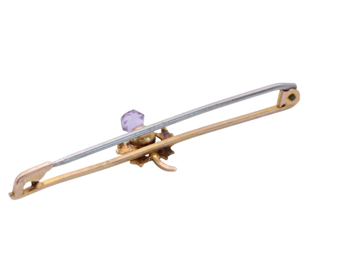 Antique 9ct Gold & Amethyst Scottish Thistle Brooch — view 11
