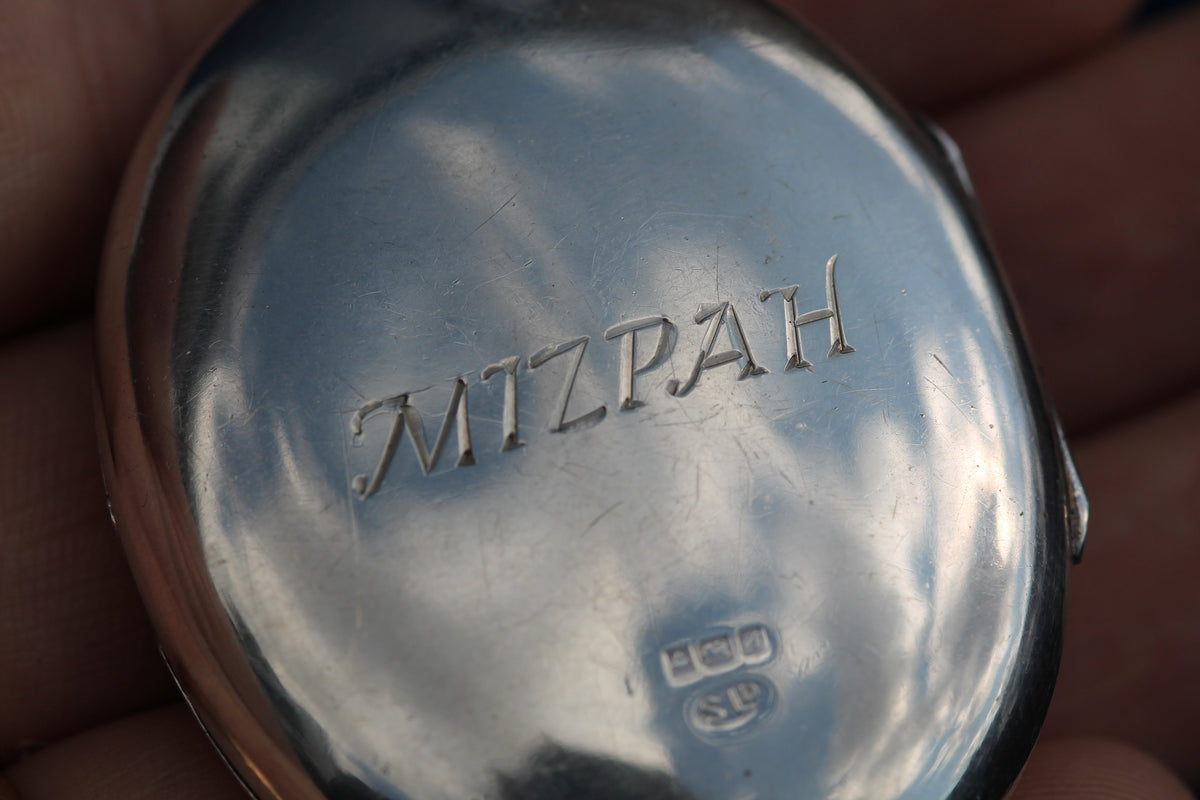 Vintage 1975 Sterling Silver Garnet Floral Mizpah Locket — view 10