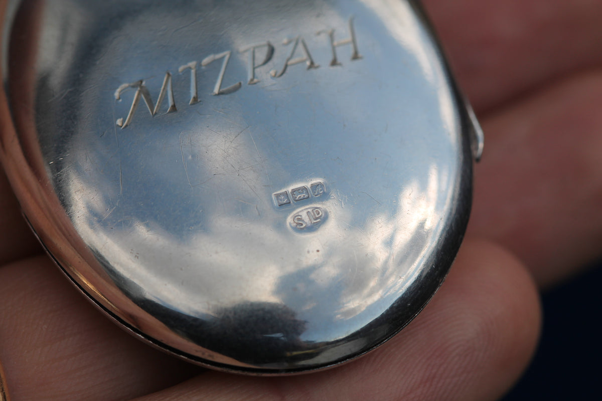 Vintage 1975 Sterling Silver Garnet Floral Mizpah Locket — view 11