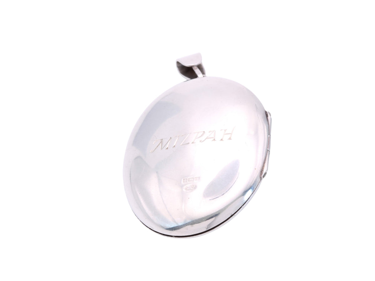 Vintage 1975 Sterling Silver Garnet Floral Mizpah Locket — view 3