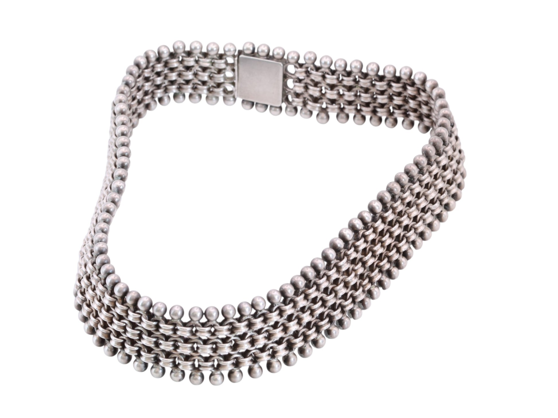 Full view of Victorian sterling silver wide collar necklace dating to c.1880