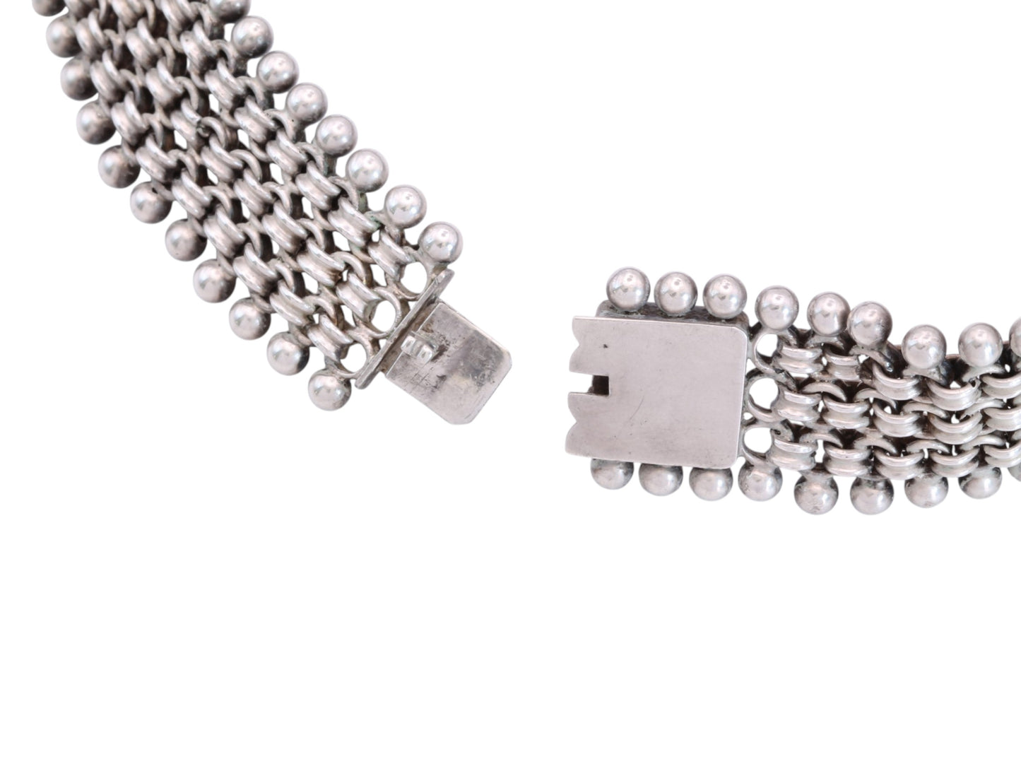Antique Victorian Sterling Silver Beaded Collar Necklace | Wide Chain c.1880 — view 4