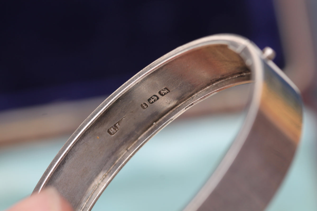 Antique Victorian Sterling Silver & 9ct Rose Green Gold Bangle | 1883 — view 6