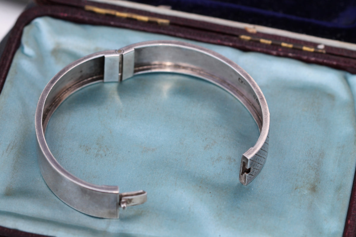 Antique Victorian Sterling Silver & 9ct Rose Green Gold Bangle | 1883 — view 12