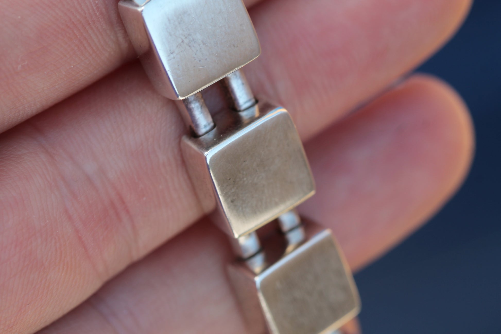 Reverse of Georg Jensen sterling silver bracelet and safety clasp