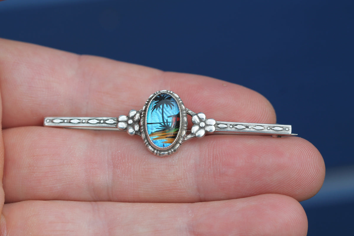 Art Deco Thomas L Mott sterling silver butterfly wing bar brooch