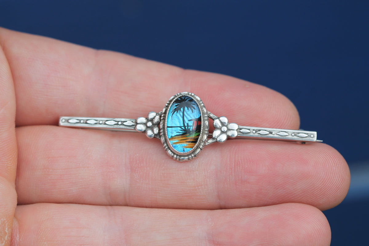 Art Deco Thomas L Mott Sterling Silver Butterfly Wing Bar Brooch c.1930 — view 12