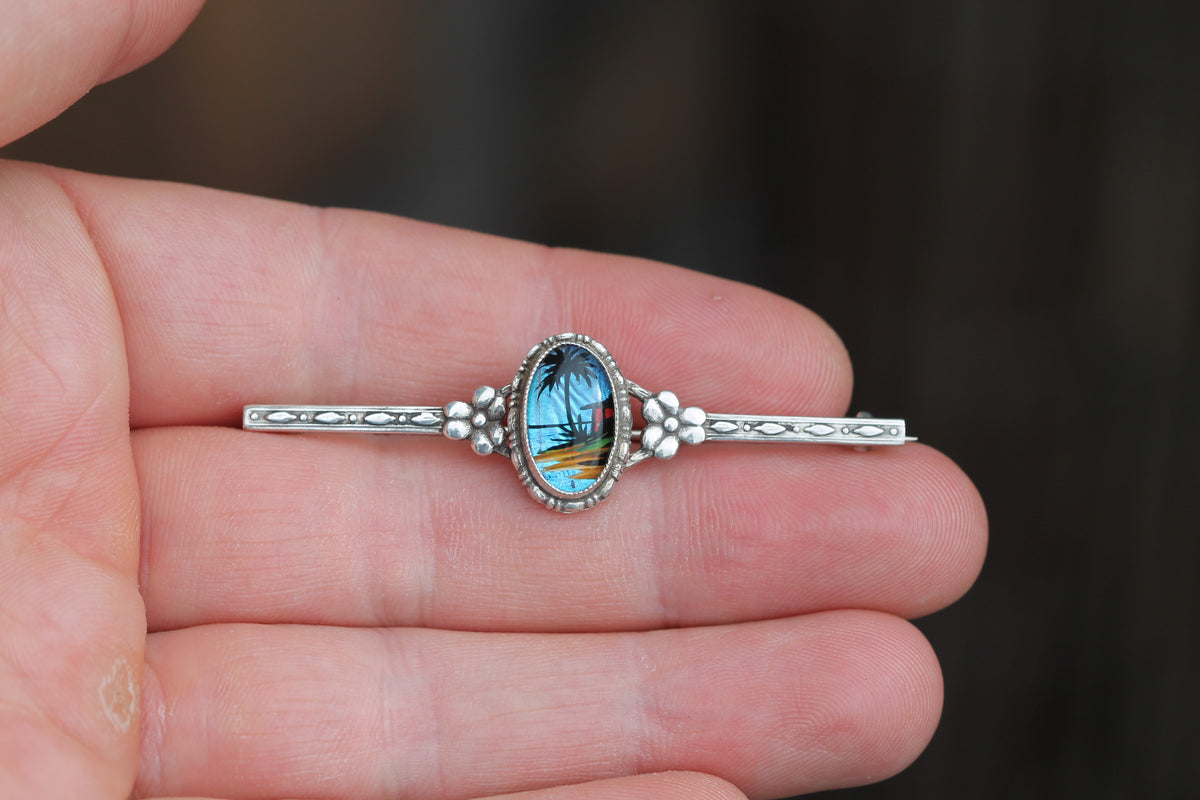 Art Deco Thomas L Mott Sterling Silver Butterfly Wing Bar Brooch c.1930 — view 14