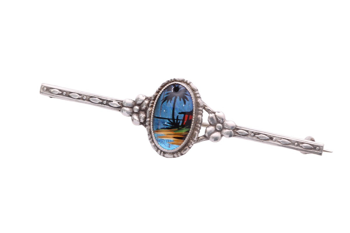Art Deco Thomas L Mott Sterling Silver Butterfly Wing Bar Brooch c.1930 — view 4