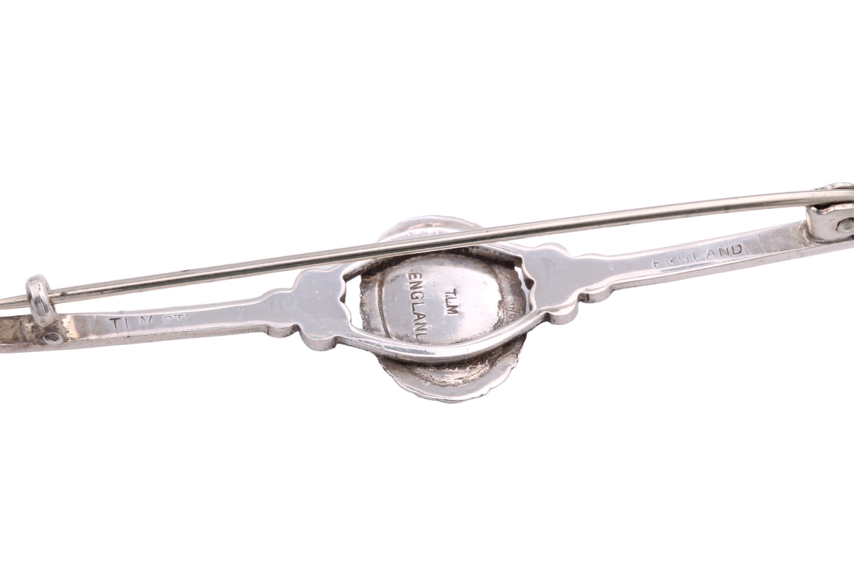Art Deco Thomas L Mott Sterling Silver Butterfly Wing Bar Brooch c.1930 — view 15