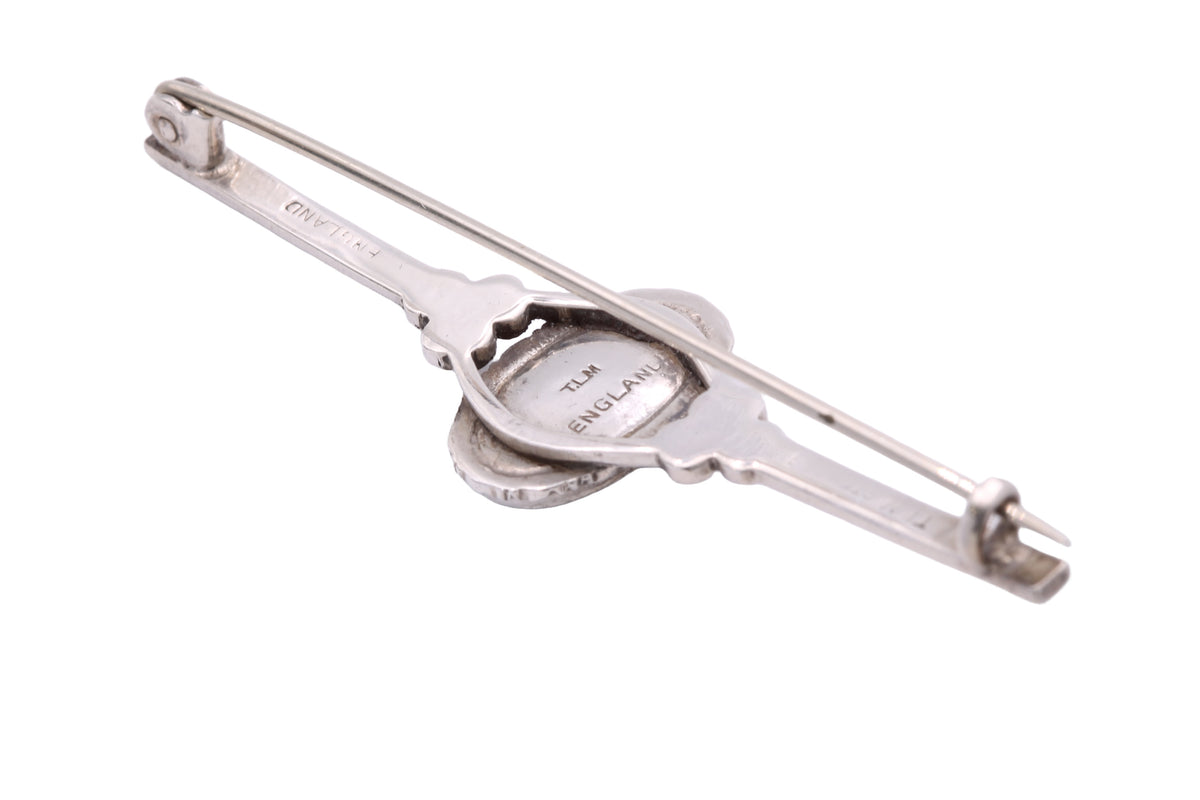 Art Deco Thomas L Mott Sterling Silver Butterfly Wing Bar Brooch c.1930 — view 6