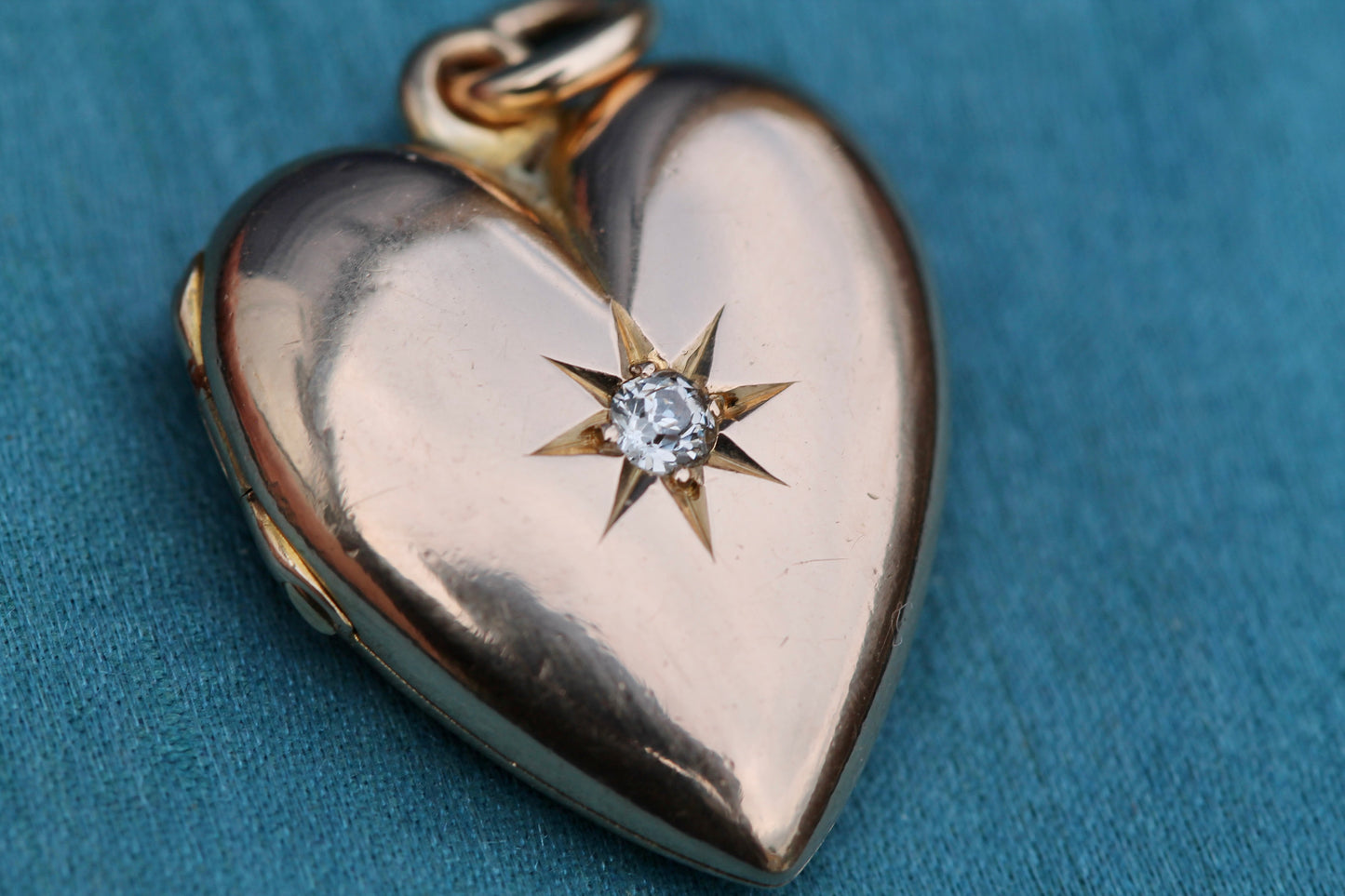 Antique Edwardian 15ct Gold Heart Locket | Old Mine Cut Diamond — view 7
