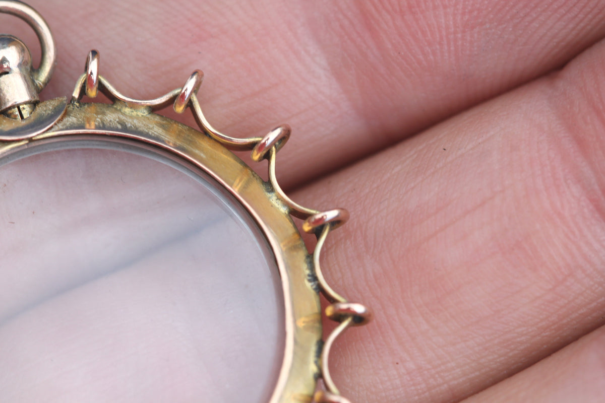 Antique Edwardian 9ct Gold Spider Web Style Glass Locket Pendant Birmingham 1904 — view 8