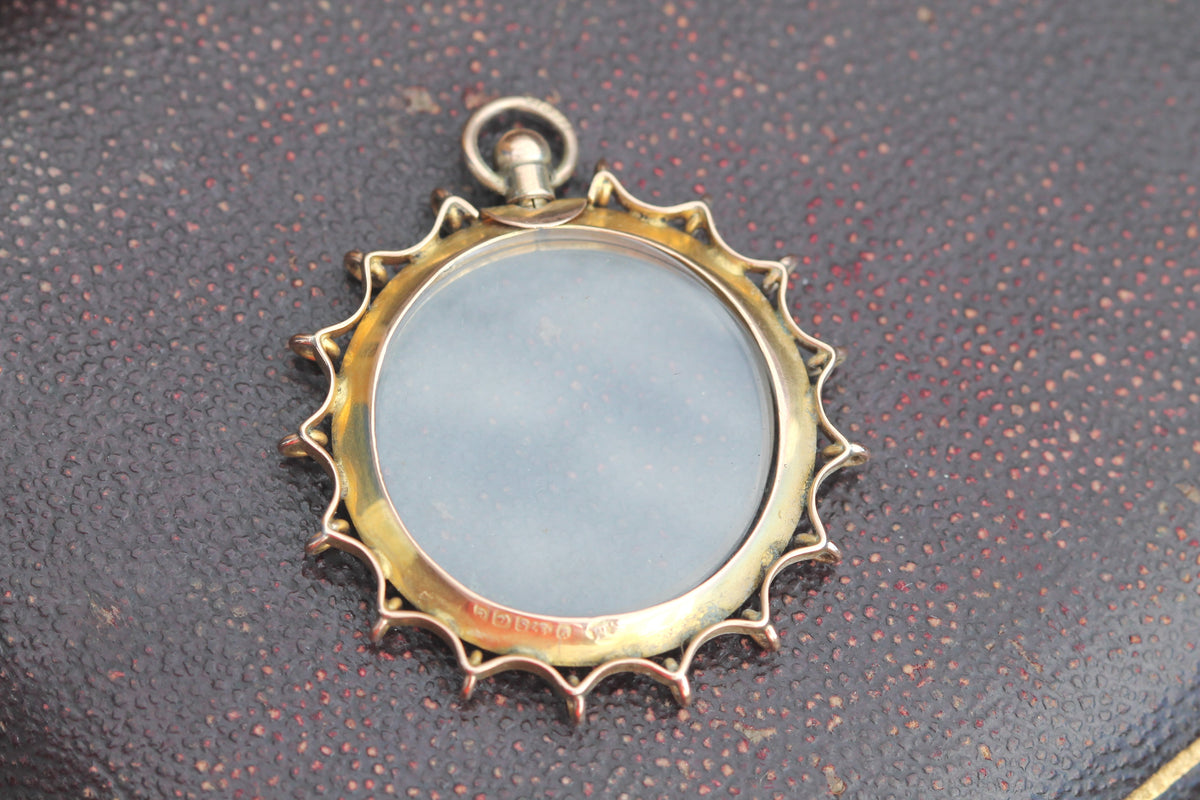 Antique Edwardian 9ct Gold Spider Web Style Glass Locket Pendant Birmingham 1904 — view 13