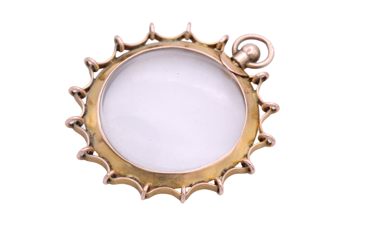 Antique Edwardian 9ct Gold Spider Web Style Glass Locket Pendant Birmingham 1904 — view 17