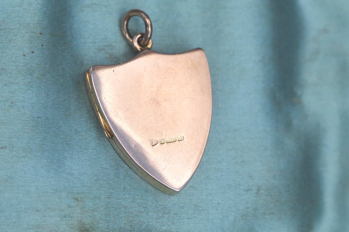 Antique Edwardian 9ct Gold Shield Locket | Ivy Leaf Engraving Chester 1901 — view 14