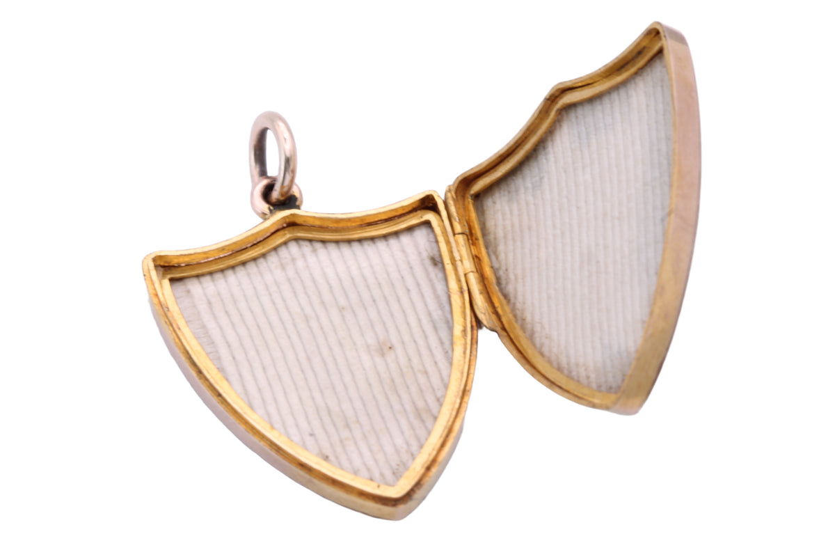 Antique Edwardian 9ct Gold Shield Locket | Ivy Leaf Engraving Chester 1901 — view 18